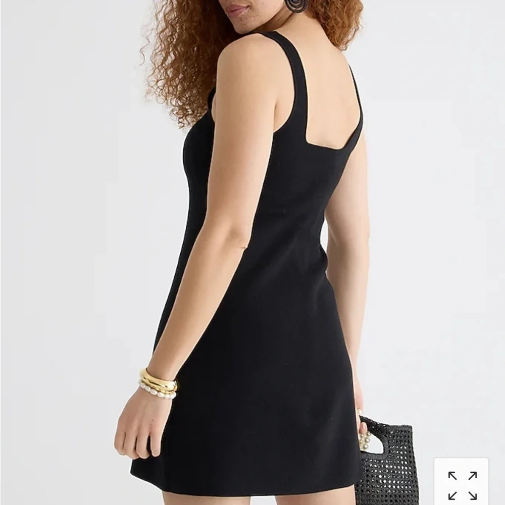 J crew square neck mini sweater dress black sleeveless